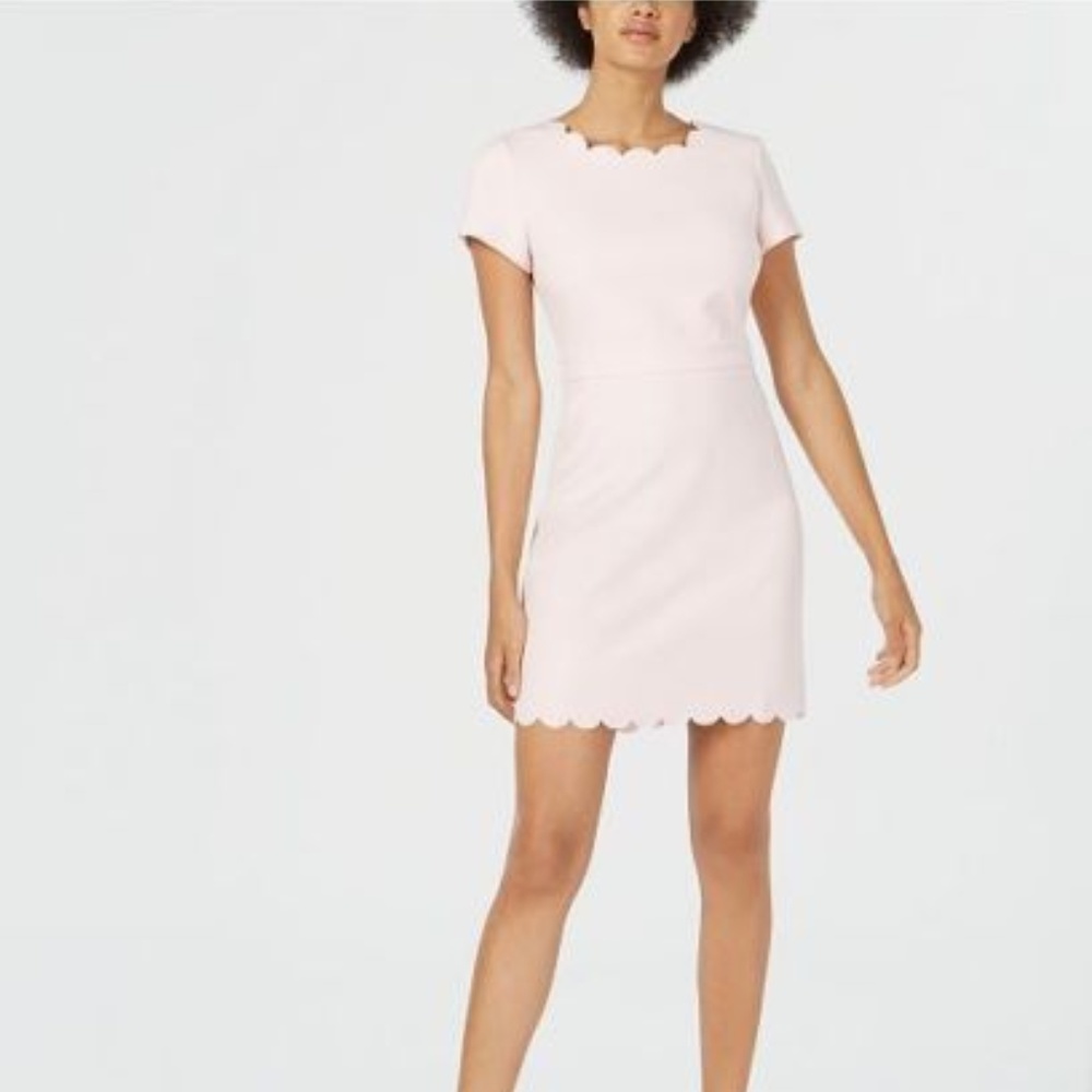 Maison Jules Scalloped Fit Flare Dress Pink Lily